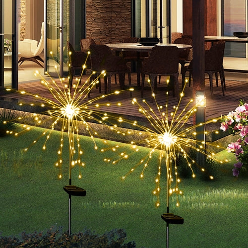 OriginalSourcing 2 Pack Outdoor Solar Garden Light Firework Lights 120