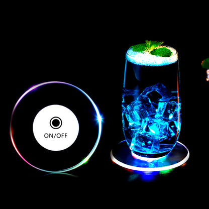 LED Glow Coaster Acrylic Crystal Emitting Luminous Bar Cocktail Mug