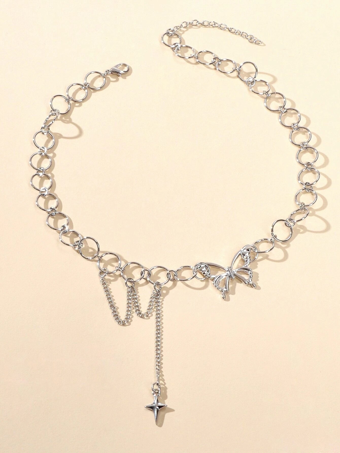 Silver Chain Star Butterfly Fringe Necklace Tassel Collar Accessories