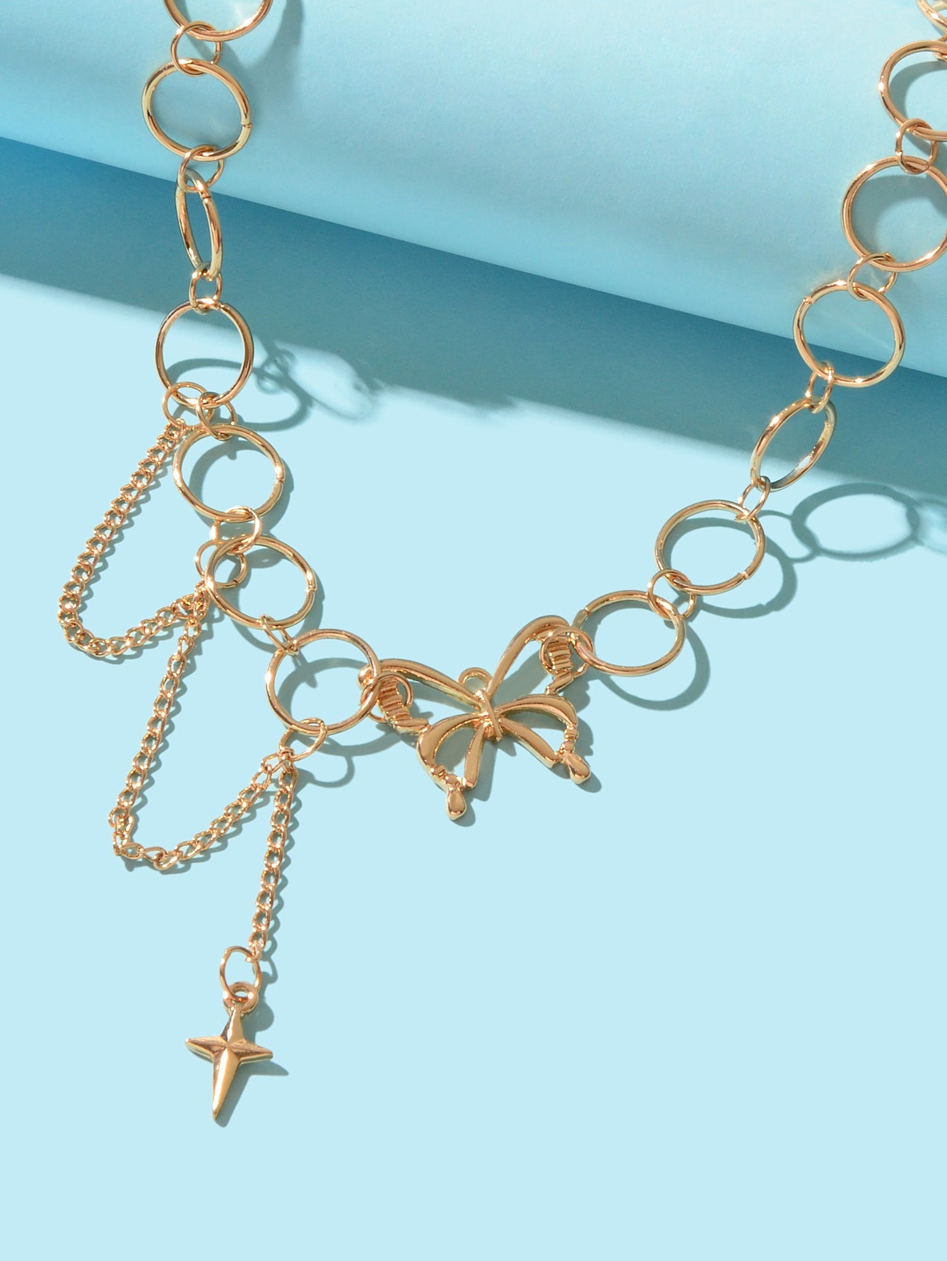 Silver Chain Star Butterfly Fringe Necklace Tassel Collar Accessories