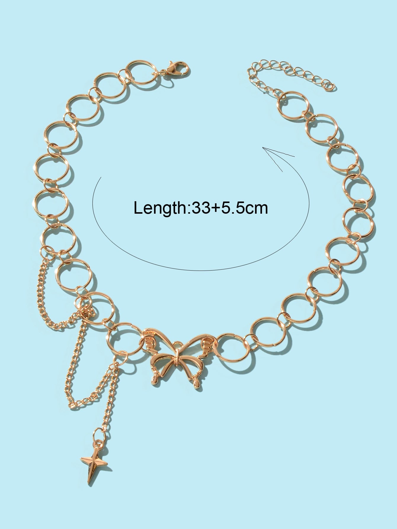 Silver Chain Star Butterfly Fringe Necklace Tassel Collar Accessories