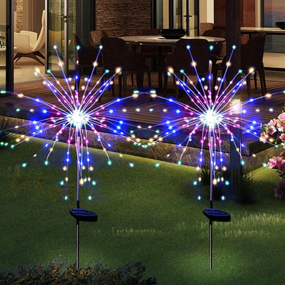 OriginalSourcing 2 Pack Outdoor Solar Garden Light Firework Lights 120