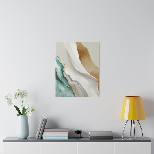 Wall Decor - Giclee Poster Art Print - Cream White Green Marbled Print