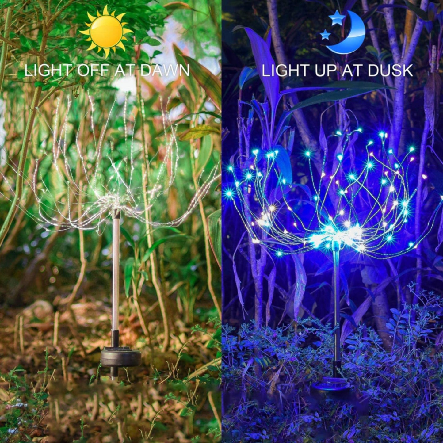 OriginalSourcing 2 Pack Outdoor Solar Garden Light Firework Lights 120